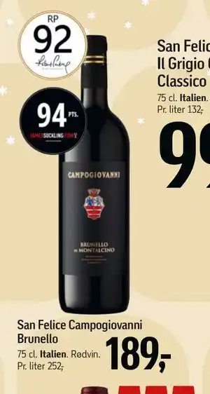 Føtex San Felice Campogiovanni Brunello, DKK 189 tilbud