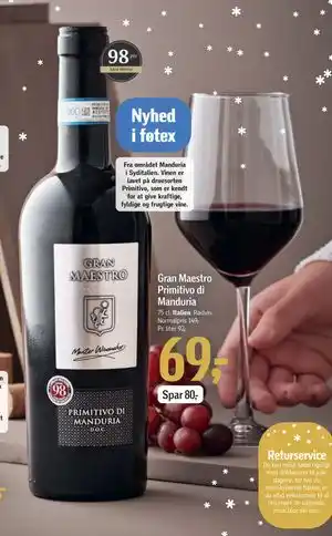 Føtex Gran Maestro Primitivo di Manduria, DKK 69 tilbud
