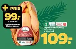 Netto Løgismose hel kylling, DKK 109, App-pris tilbud