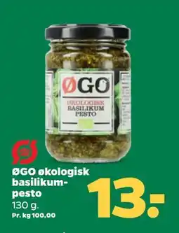 Netto ØGO økologisk basilikumpesto, DKK 13 tilbud