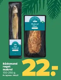 Netto Bådsmand røget makrel, DKK 22 tilbud