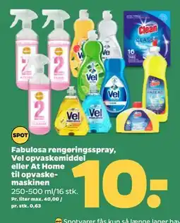 Netto Fabulosa rengøringsspray, Vel opvaskemiddel eller At Home til opvaskemaskinen, DKK 10 tilbud