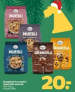 Netto Breakfast from Bell's mysli eller granola, DKK 20 tilbud