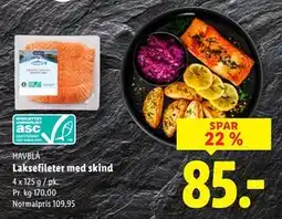 Lidl Laksefileter med skind, DKK 85 tilbud