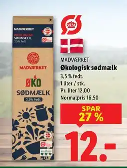Lidl Økologisk sødmælk, DKK 12 tilbud
