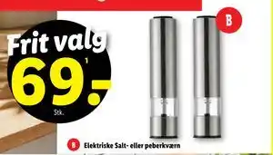 Lidl Elektriske Salt- eller peberkværn, DKK 69 tilbud