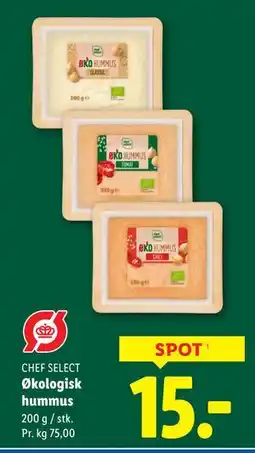 Lidl Økologisk hummus, DKK 15 tilbud