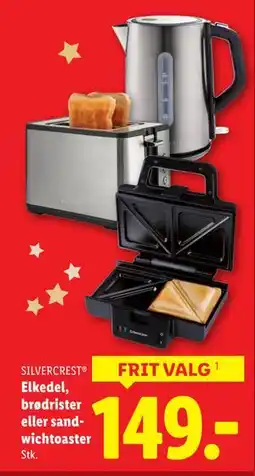 Lidl Elkedel, brødrister eller sandwichtoaster, DKK 149 tilbud