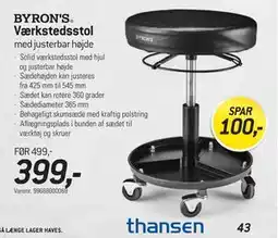 Thansen Værkstedsstol, DKK 399 tilbud