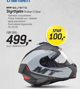 Thansen Styrthjelm, DKK 499 tilbud