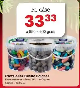 Poetzsch Padborg Evers eller Heede Bolcher, DKK 33.33 tilbud