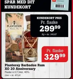 Poetzsch Padborg Planteray Barbados Rum XO 20 Anniversary, DKK 329.99, Medlemspris tilbud