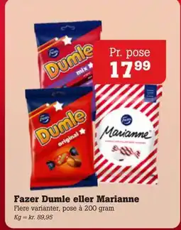 Poetzsch Padborg Fazer Dumle eller Marianne, DKK 17.99 tilbud