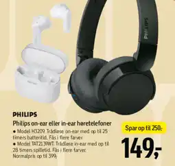 Føtex PHILIPS Philips on-ear eller in-ear høretelefoner tilbud