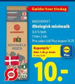 Lidl MADVERKET Økologisk minimælk tilbud