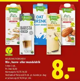 Lidl Milbona/vemondo ris-, havre- eller mandeldrik tilbud