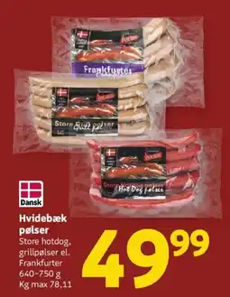 Løvbjerg Dansk Hvidebæk pølser tilbud