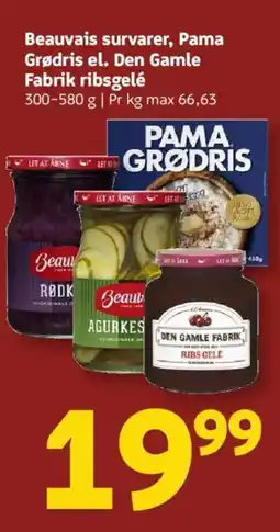 Løvbjerg Beauvais survarer, Pama Grødris el. Den Gamle Fabrik ribsgelé tilbud