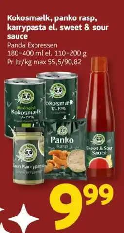 Løvbjerg Kokosmælk, panko rasp, karrypasta el. sweet & sour sauce tilbud