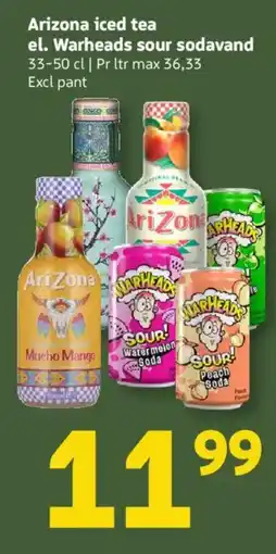 Løvbjerg Arizona iced tea el. Warheads sour sodavand tilbud