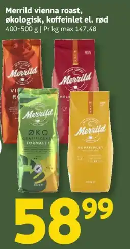 Løvbjerg Merrild vienna roast, økologisk, koffeinlet el. rød tilbud