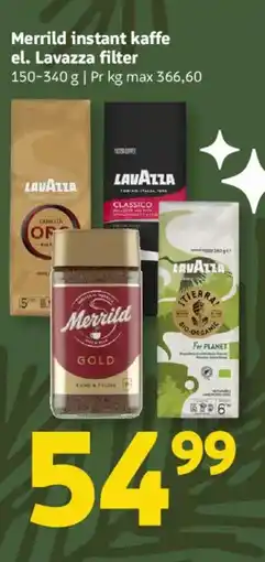 Løvbjerg Merrild instant kaffe el. Lavazza filter tilbud