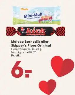 SPAR Malaco Børneslik eller Skipper's Pipes Original tilbud