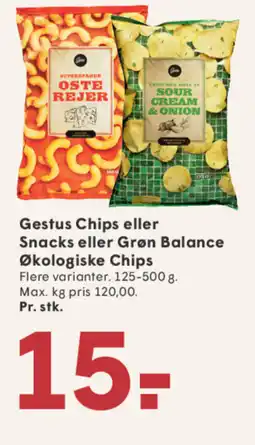 SPAR Gestus Chips eller Snacks eller Grøn Balance Økologiske Chips tilbud