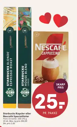SPAR Starbucks Kapsler eller Nescafé Specialiteter tilbud