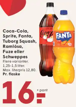 SPAR Coca-Cola, Sprite, Fanta, Tuborg Squash, Ramlösa, Fuze eller Schweppes tilbud