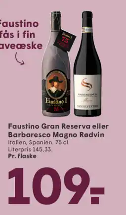 SPAR Faustino Gran Reserva eller Barbaresco Magno Rødvin tilbud