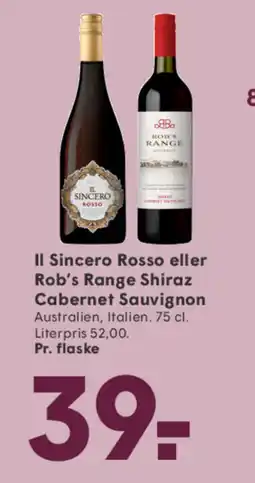 SPAR Il Sincero Rosso eller Rob's Range Shiraz Cabernet Sauvignon tilbud