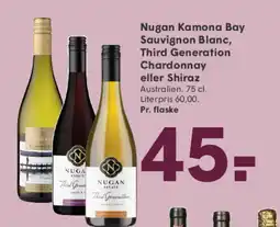 SPAR Nugan Kamona Bay Sauvignon Blanc, Third Generation Chardonnay eller Shiraz tilbud