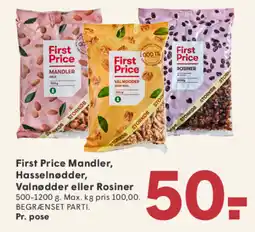 SPAR First Price Mandler, Hasselnødder, Valnødder eller Rosiner tilbud