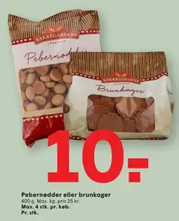 SPAR Pebernødder eller brunkager, DKK 10 tilbud