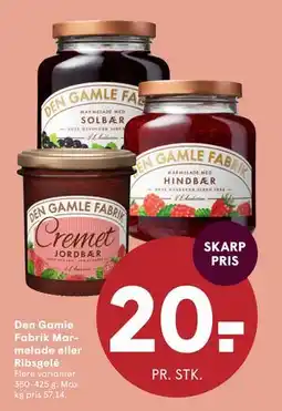SPAR Den Gamle Fabrik Marmelade eller Ribsgelé, DKK 20 tilbud