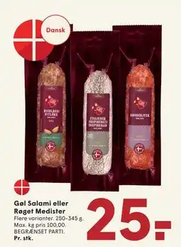 SPAR Gøl Salami eller Røget Medister, DKK 25 tilbud