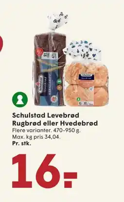 SPAR Schulstad Levebrød Rugbrød eller Hvedebrød, DKK 16 tilbud
