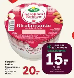 SPAR Karolines Køkken Risalamande, DKK 20, App-pris tilbud