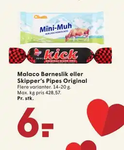 SPAR Malaco Børneslik eller Skipper’s Pipes Original, DKK 6 tilbud