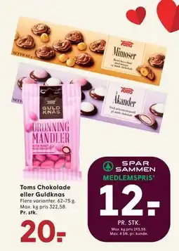 SPAR Toms Chokolade eller Guldknas, DKK 20, App-pris tilbud
