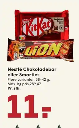 SPAR Nestlé Chokoladebar eller Smarties, DKK 11 tilbud