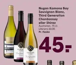 SPAR Nugan Kamona Bay Sauvignon Blanc, Third Generation Chardonnay eller Shiraz, DKK 45 tilbud