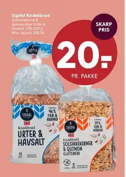 SPAR Sigdal Knækbrød, DKK 20 tilbud
