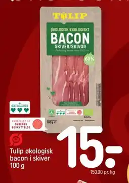 REMA 1000 Tulip økologisk bacon i skiver 100 g, DKK 15 tilbud