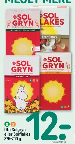 Ota Solgryn eller Solflakes 375-700 g, DKK 12