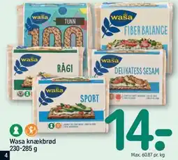 REMA 1000 Wasa knækbrød 230-285 g, DKK 14 tilbud
