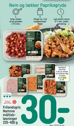 REMA 1000 Frilandsgris Nemme måltidsløsninger 225-400 g, DKK 30 tilbud