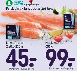 REMA 1000 Hel laksefilet 600 g, DKK 99 tilbud