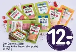 REMA 1000 Den Grønne Slagter Pålæg, kalkunbacon eller postej 70-250 g, DKK 12 tilbud